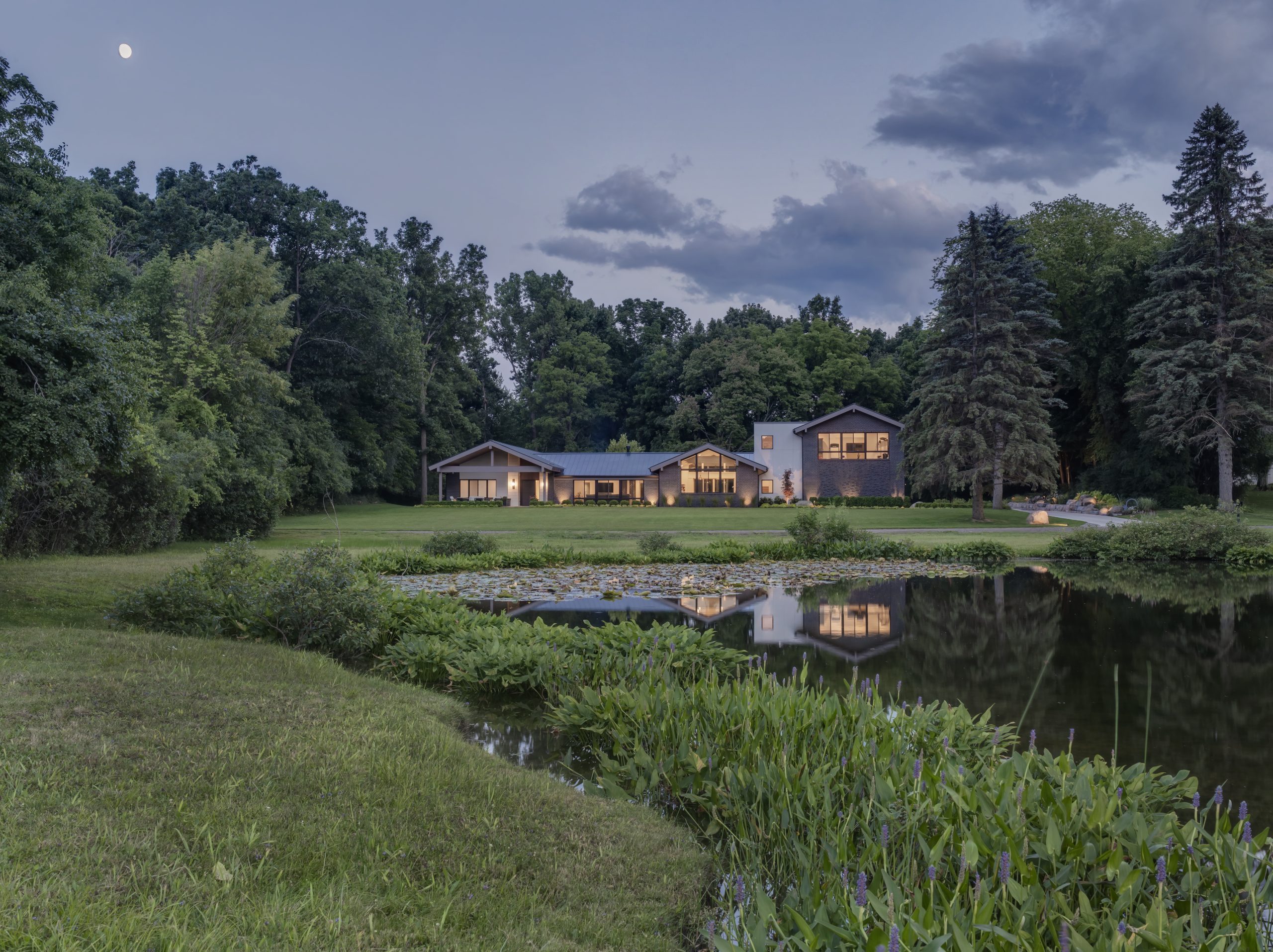 a train on a lush green field