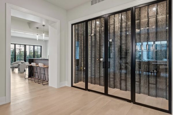 a room with a large window