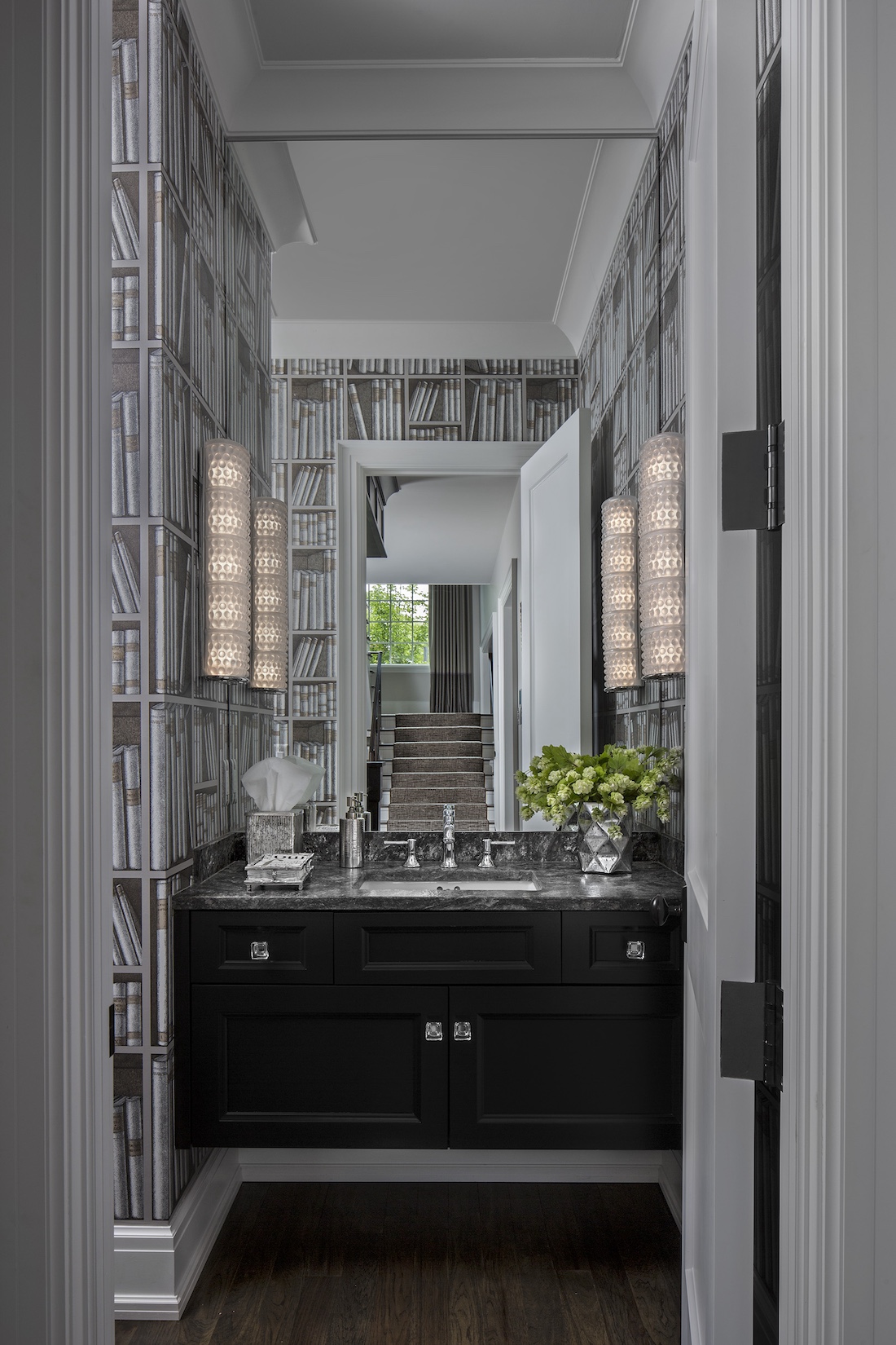 a room with a sink and a window