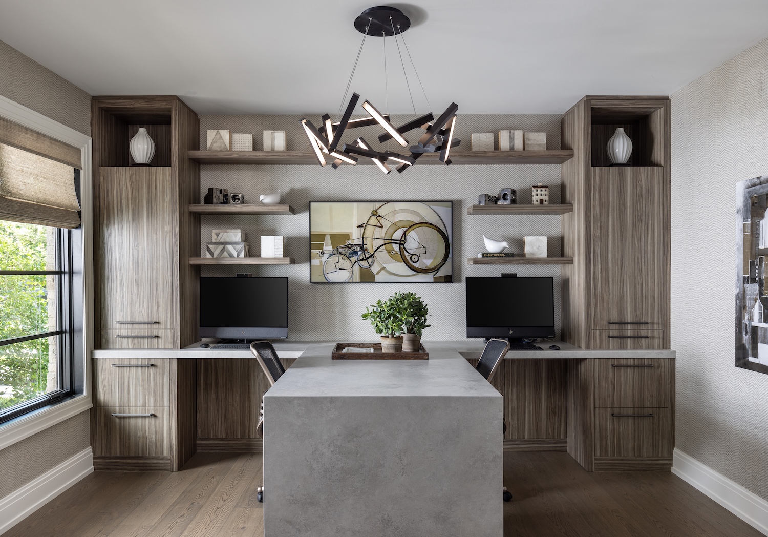 a room filled with furniture and a fireplace